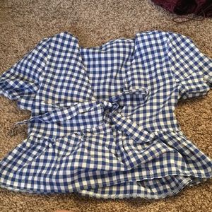Blue plaid top